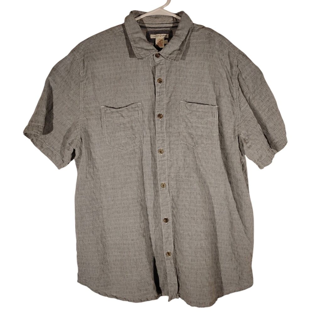 Carbon 2 Cobalt seersucker shirt mens L Large blue knit linen blend short sleeve
